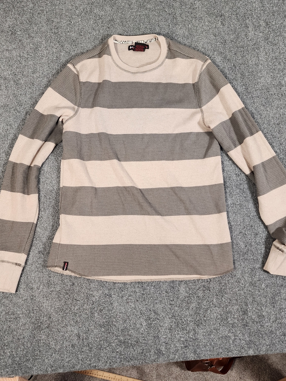 Striped Crewneck Sweater in Beige and Taupe - Men